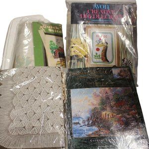 Vtg Needlework / Cross Stitch Projects in various stages of work - See Pics for